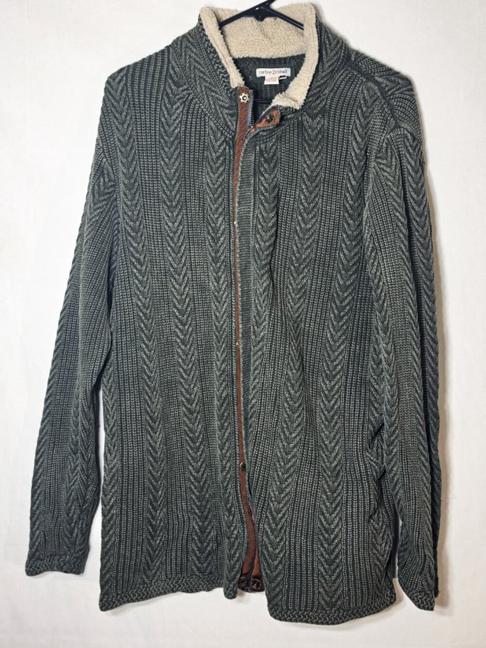 Carbon2Colbalt Green Cotton Knit Jacket XXL
